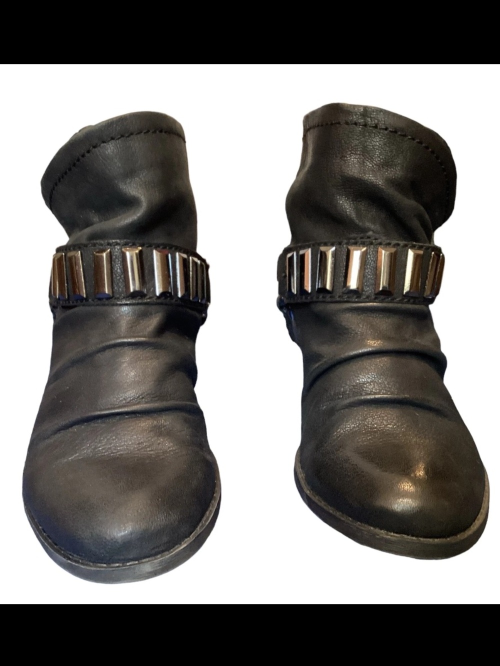 Fergie Margo 2 Womens Black Distressed Leather Ankle Harness Moto Boots 6.5 m
